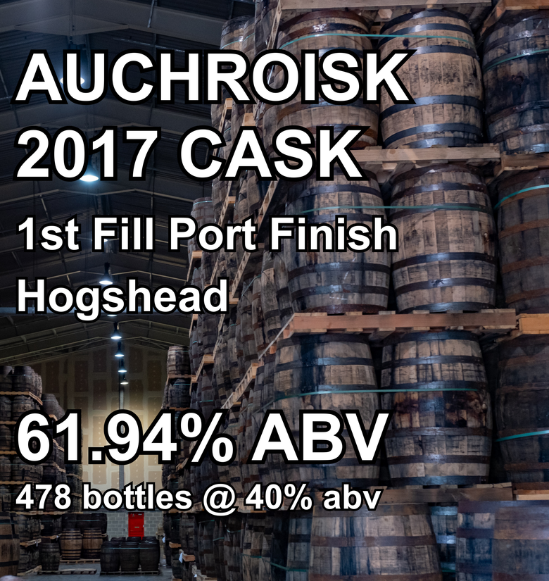 AUCHROISK 8yo CASK : 1st Fill Port Finish Hogshead (May 2017) ref.268