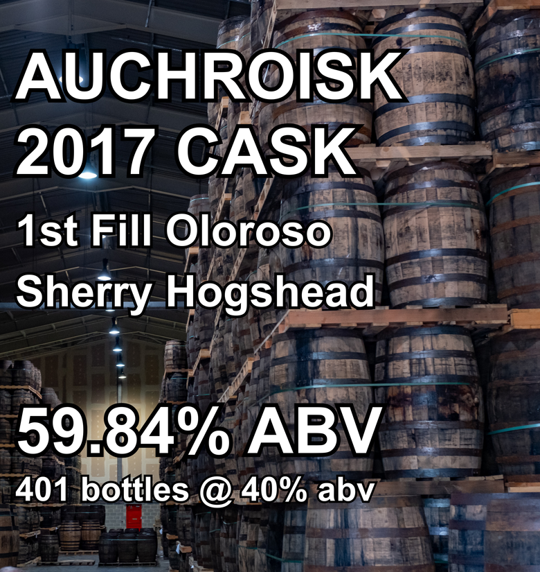 AUCHROISK 8yo CASK : 1st Fill Oloroso Sherry Hogshead (April 2017) ref.281